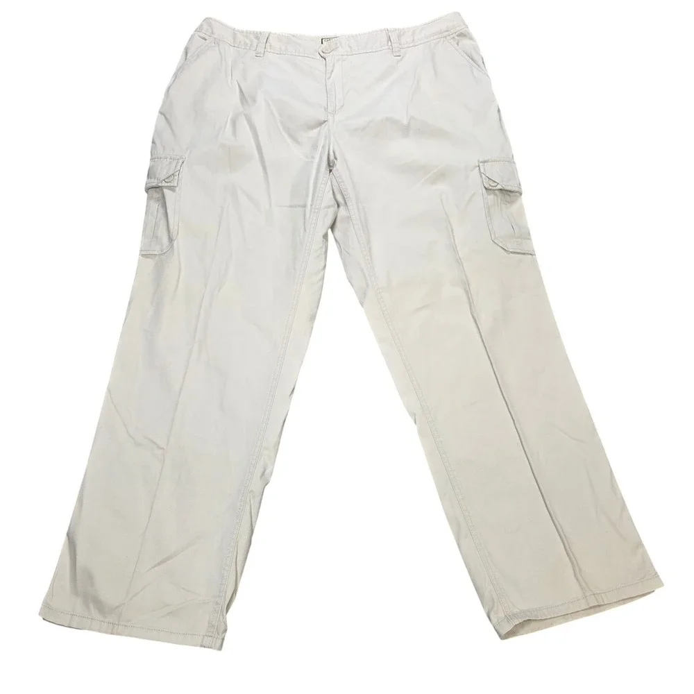 Caribbean Joe Hurricane Twill Cargo Pants Women's Size 18W Khaki Stone Straight